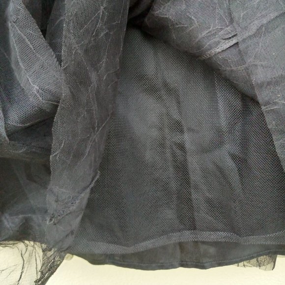 Vtge Black Mesh/Tulle Maxi Skirt Fairygrunge Dark Balletcore/Princess WhimsiGoth - Picture 10 of 15